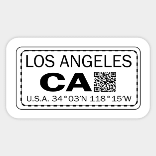 New Vintage Travel Location Qr  Los Angeles CA Sticker